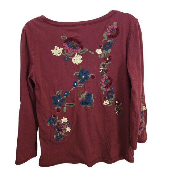 Sundance Burgundy Fully Embroidered Top Size M - Picture 2 of 7